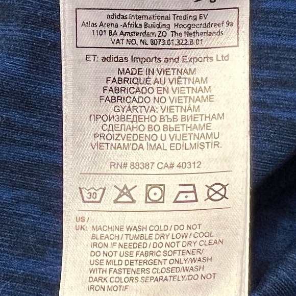 Adidas Top M Blue‎ Reflective Quarter Zip Hi Lo Thumbholes Climalite Athleisure - Picture 11 of 13